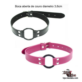 Boca aberta de couro rosa diametro 3,6cm meutabu.com