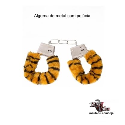 Algema de metal com pelúcia