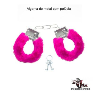 Algema de metal com pelúcia