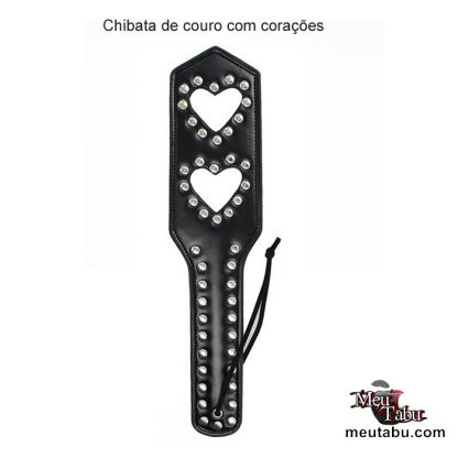 Chibata de couro com corações meutabu.com