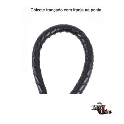 Chicote de couro preto 60cm meutabu