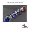 Plug de vidro 21 cm azul vermelho