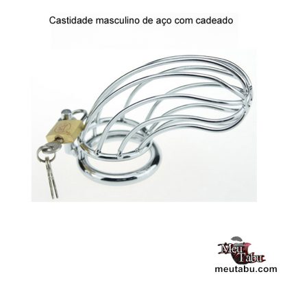 Castidade masculino de aço com cadeado meutabu