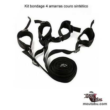 Kit bondage 4 amarras couro sintético meutabu.com