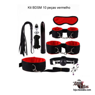 Kit BDSM 10 peças vermelho