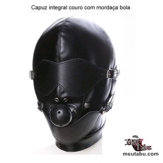 Capuz integral couro com mordaça bola meutabu.com