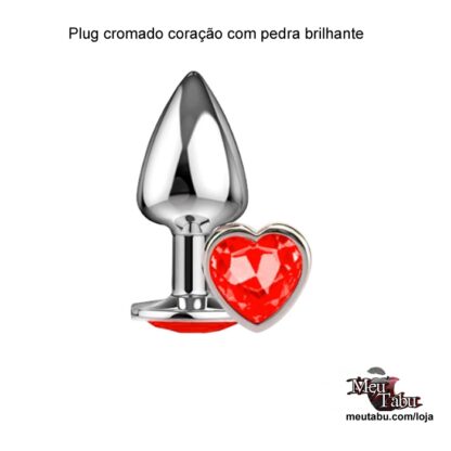 Plug cromado coração com pedra brilhante meutabu.com