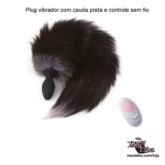 Plug vibrador com cauda preta e controle sem fio meutabu