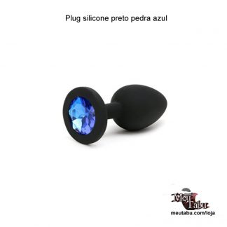 Plug silicone preto pedra azul