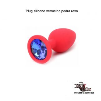 Plug silicone vermelho pedra roxo