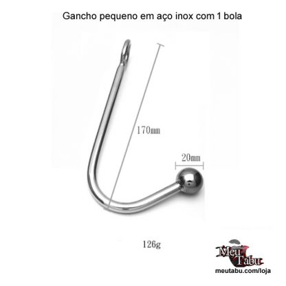 Gancho pequeno em aço inox com 1 bola