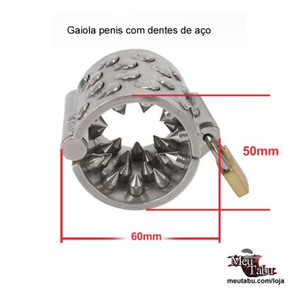 Gaiola penis com dentes de aço cbt