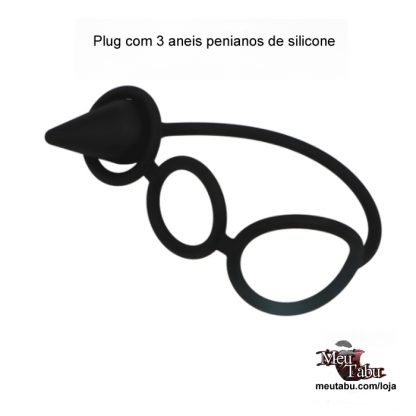 Plug com 3 aneis penianos de silicone