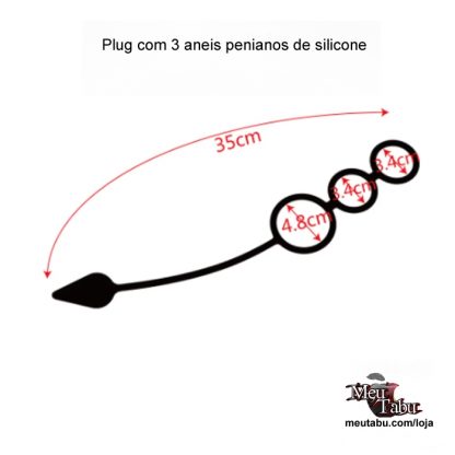 Plug com 3 aneis penianos de silicone