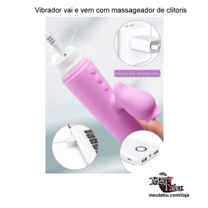 Vibrador vai e vem com massageador de clitoris