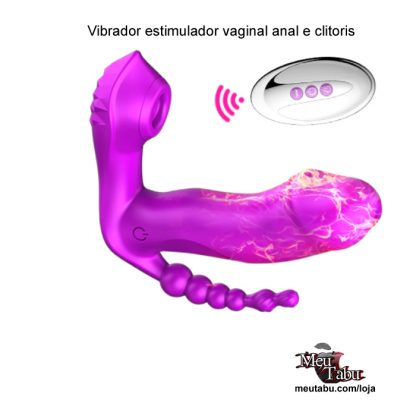 Vibrador estimulador vaginal anal e clitoris com controle remoto sem fio.