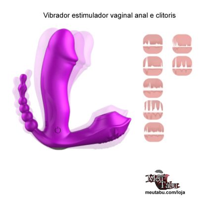 Vibrador estimulador vaginal anal e clitoris com controle remoto sem fio.