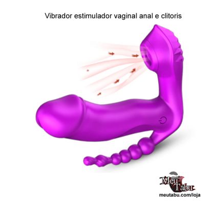 Vibrador estimulador vaginal anal e clitoris com controle remoto sem fio.