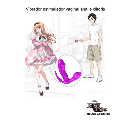 Vibrador estimulador vaginal anal e clitoris com controle remoto sem fio.