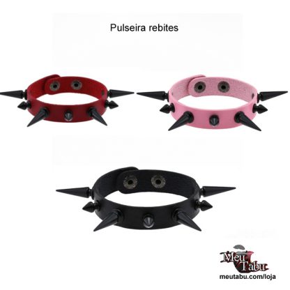 Pulseira rebites pretos meutabu