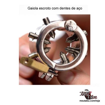 Gaiola escroto com dentes de aço