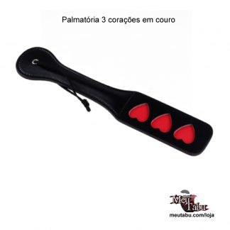 Palmatória 3 corações em couro