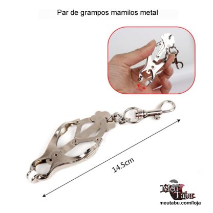 Par de grampos mamilos metal