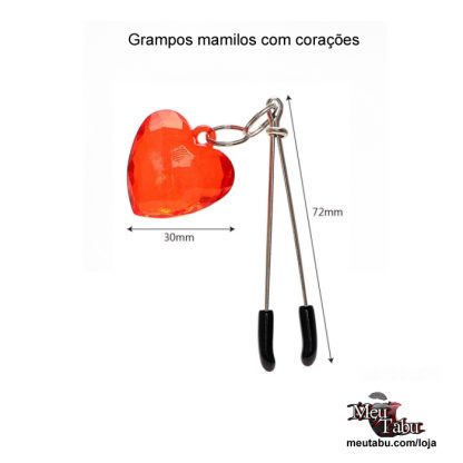 Grampos mamilos com coração meutabu