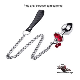 Plug anal coração com corrente meutabu.com