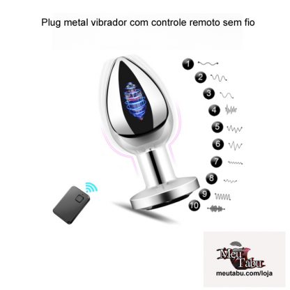 Plug metal vibrador com controle remoto sem fio meutabu