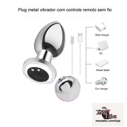 Plug metal vibrador com controle remoto sem fio meutabu