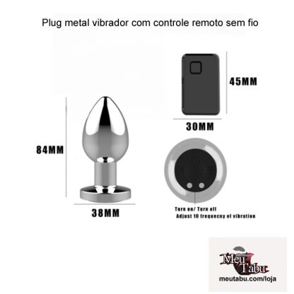 Plug metal vibrador com controle remoto sem fio meutabu