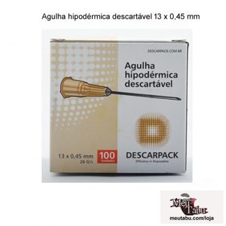 Agulha hipodérmica descartável 13 x 0,45 mm - 100 unidades meutabu