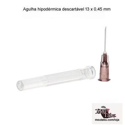 Agulha hipodérmica descartável 13 x 0,45 mm - 100 unidades meutabu