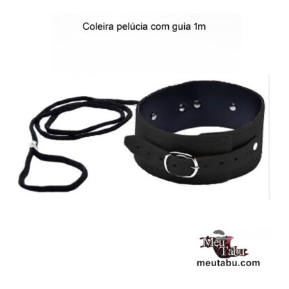 Coleira pelúcia com guia 1m meutabu.com