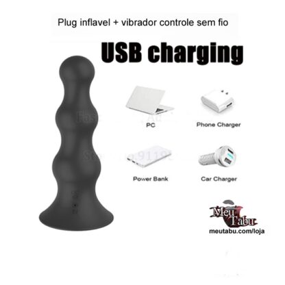 Plug inflavel + vibrador controle sem fio meutabu.com