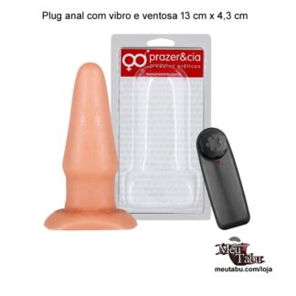 Plug anal com vibro e ventosa 13 cm x 4,3 cm meutabu.com