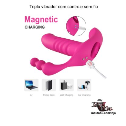 Triplo vibrador com controle sem fio meutabu.com