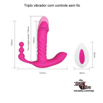 Triplo vibrador com controle sem fio meutabu.com