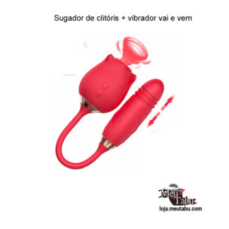 Sugador de clitóris + vibrador vai e vem