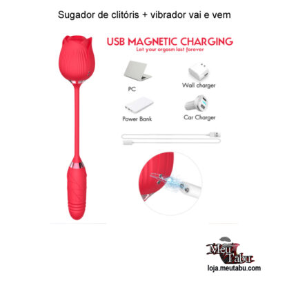 Sugador de clitóris + vibrador vai e vem