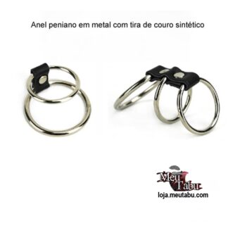 Anel peniano em metal com tira de couro sintético meutabu.com