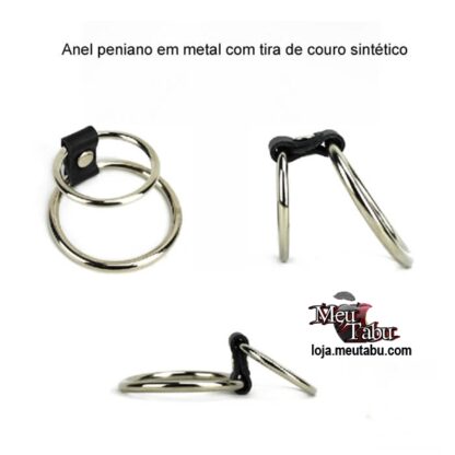 Anel peniano em metal com tira de couro sintético meutabu.com