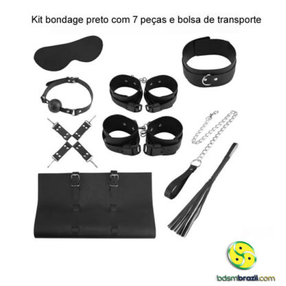 Kit bondage vermelho com 7 peças e bolsa de transporte