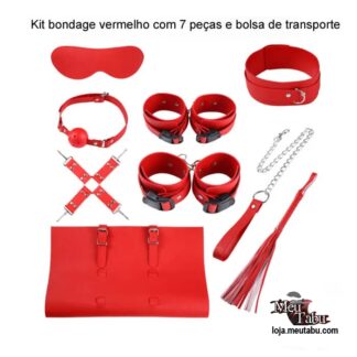 Kit bondage com 7 peças em couro sintético meutabu.com