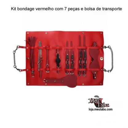 Kit bondage com 7 peças em couro sintético meutabu.com