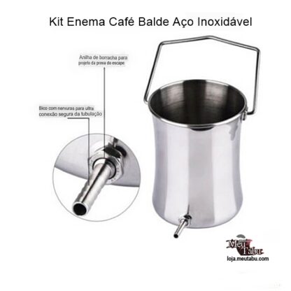 Este Kit Enema Café é reutilizável, inodoro, livre de bpa e ftalatos, de aço inoxidável, silicone e pvc. Alguns dos benefícios: Limpeza do cólon. Auxílio na perda de peso. Alívio na Constipação. Eliminação de gordura acumulada, resíduos, toxinas e parasitas.