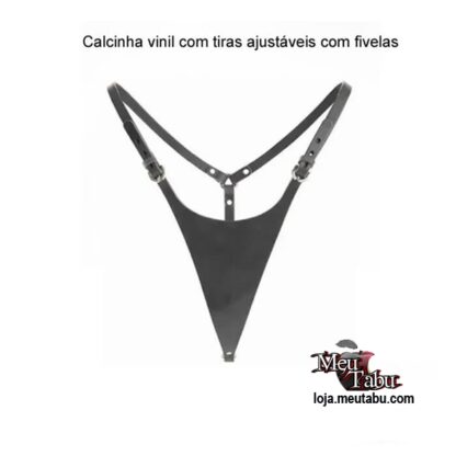 Calcinha vinil com tiras ajustáveis com fivelas meutabu.com