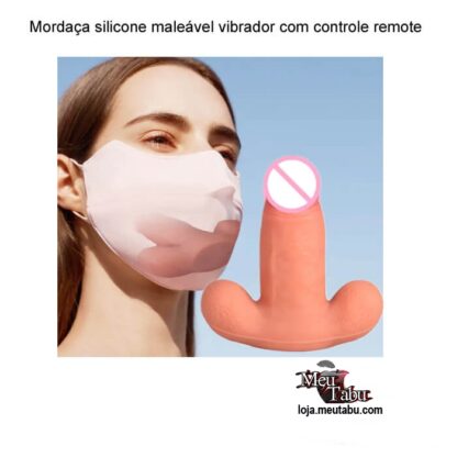 Mordaça silicone maleável vibrador com controle remote meutabu.com