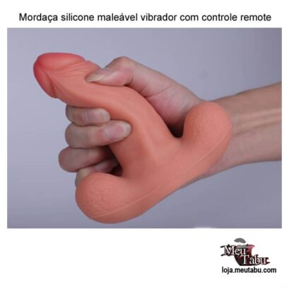 Mordaça silicone maleável vibrador com controle remote meutabu.com